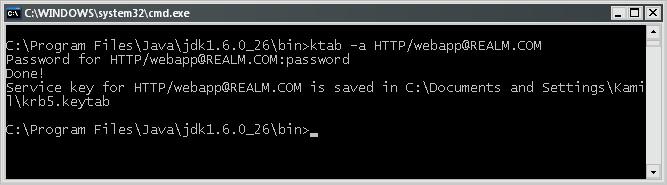 Adding keys in keytab file using ktab.exe from Java JDK