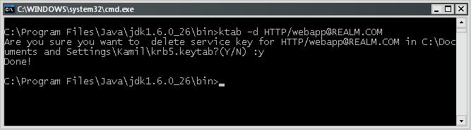 Deleting keys in keytab file using ktab.exe from Java JDK